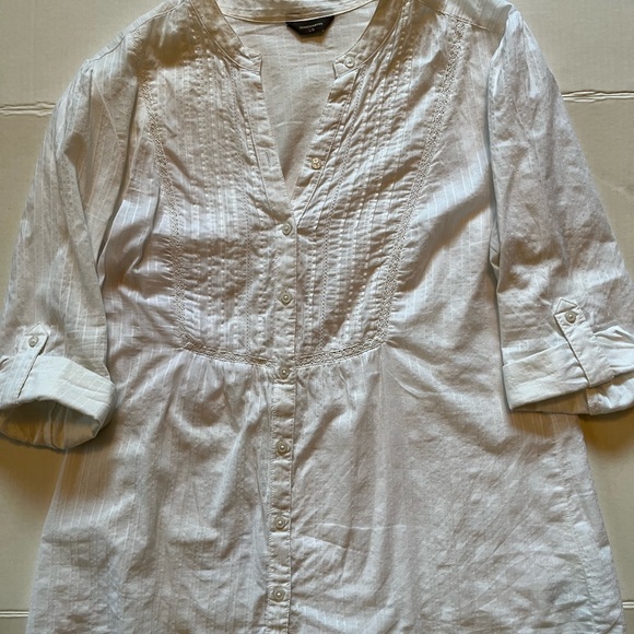 DENVER HAYES Women's 100% Cotton Button-Down Blouse, Sz L - Picture 1 of 10